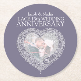 Kant 13e trouwdag hart foto onderzetters