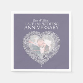 Kant 13e trouwdag hart foto servet