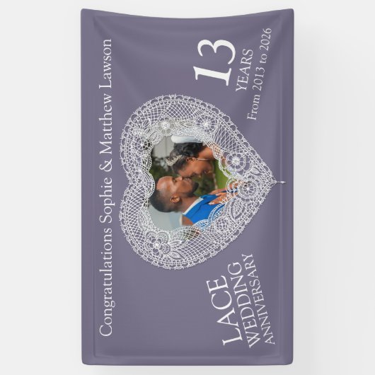 Kant 13e verjaardag foto hart spandoek (Verticaal)