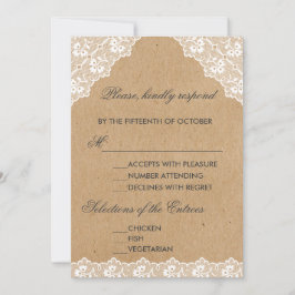 Kant Ambachtelijk Papier Huwelijk RSVP Antwoordkaa Kaartje
