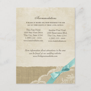  kant, Aqua Bow en Burlap Informatie Kaart