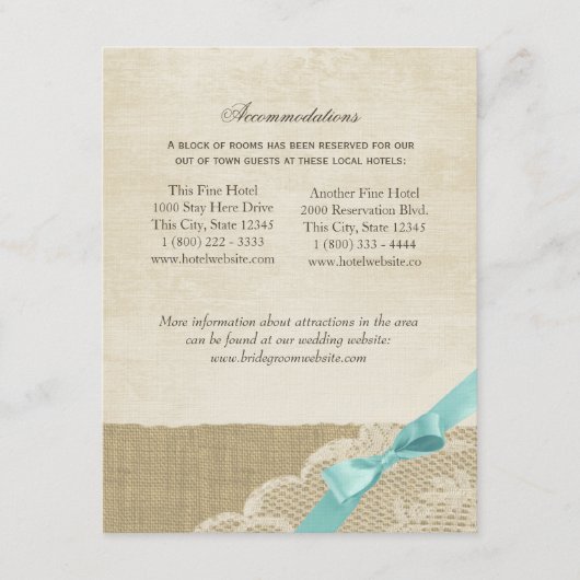 kant, Aqua Bow en Burlap Informatie Kaart (Voorkant)