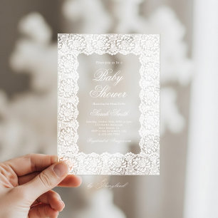 Kant Baby Shower Acryl Uitnodigingen