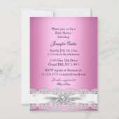  kant & babymeisje Roze Baby shower uitnodigen Kaart (Achterkant)