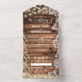 Kant Baby's Breath & String Lights Rustieke bruilo All In One Uitnodiging (Binnen)