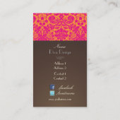 Kant, barokke damast / heet roze / kastanjebruin visitekaartje (Achterkant)