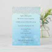 kant blauw aqua elegant bruiloft kaart (Staand voorkant)