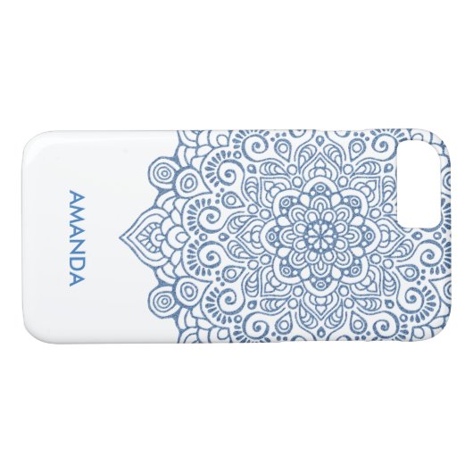 Kant blauw metallic ingewikkeld mandala Case-Mate iPhone case (Achterkant (Horizontaal))