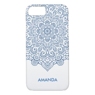 Kant blauw metallic ingewikkeld mandala 	iPhone 8/7 hoesje