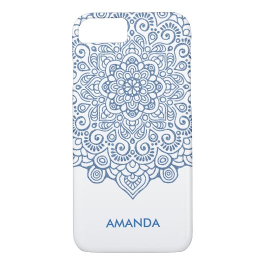 Kant blauw metallic ingewikkeld mandala Case-Mate iPhone case (Achterkant)