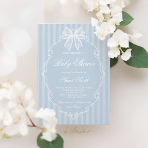 Kant Blauwe Baby Shower Kaart