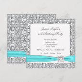 Kant Blauwgroen Blauwe Diamanten Meisjes10e Verjaa Kaart (Voorkant / Achterkant)