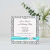 Kant Blauwgroen Blauwe Diamanten Meisjes10e Verjaa Kaart (Staand voorkant)