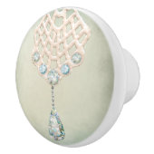  kant blauwgroen strass hanger Victoriaans Keramische Knop (Rechts)