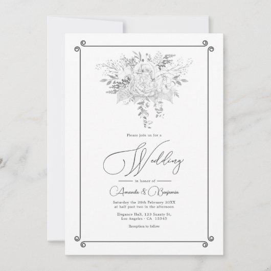 kant Bloemen bruiloft QR-code Kaart (Voorkant)