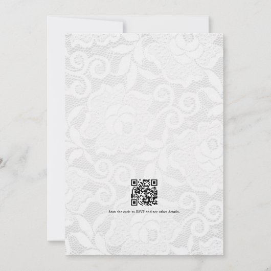  kant Bloemen bruiloft QR-code Kaart (Achterkant)
