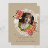 Kant, bloemen en vogels foto uitnodiging (Voorkant / Achterkant)