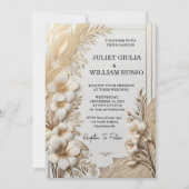 Kant Bloemen Gouden Folie In reliëf gemaakt Bruil Kaart (Voorkant)