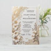 Kant Bloemen Gouden Folie In reliëf gemaakt Bruil Kaart (Staand voorkant)