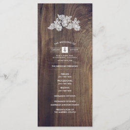 Kant bloemen | Houten trouwprogramma Programmakaart