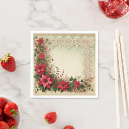 kant Bloemen Poinsettia Lijst Decoupage Servet