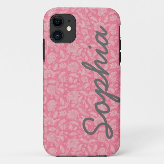  kant bloemen Roze Aangepaste naam iPhone 5 Hoesje (Achterkant)