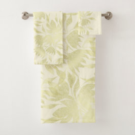 Kant Bloemstructuur Goud Beige Bad Handdoek