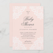 kant, blush roze baby shower-uitnodiging aankondiging (Voorkant / Achterkant)