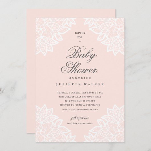  kant, blush roze baby shower-uitnodiging aankondiging (Voorkant / Achterkant)