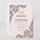 kant Blush Roze & Mauve Rustieke bruiloft Kaart (Voorkant)