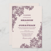 kant Blush Roze & Mauve Rustieke bruiloft Kaart (Voorkant / Achterkant)