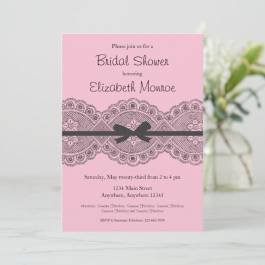 " kant" Bridal Shower Uitnodiging (Staand voorkant)