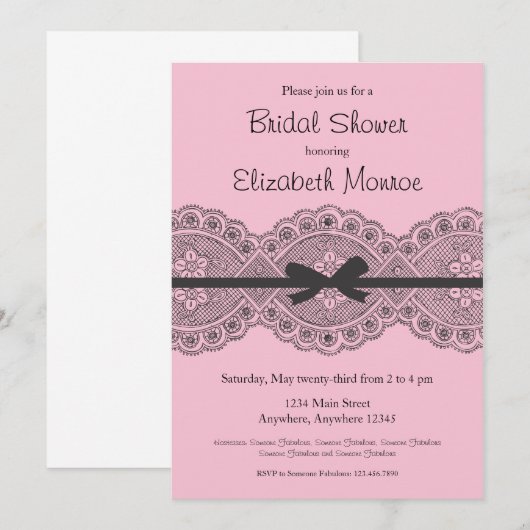 " kant" Bridal Shower Uitnodiging (Voorkant / Achterkant)