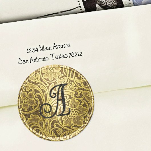 Kant Bruiloft Enveloppe Zegel Goud Zwart Monogram