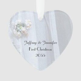  kant bruiloft hart Ornament, gepersonaliseerd Ornament