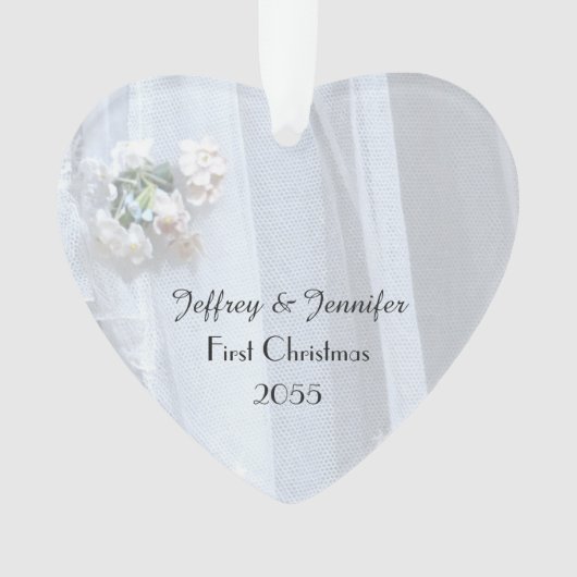  kant bruiloft hart Ornament, gepersonaliseerd Ornament (voorkant)