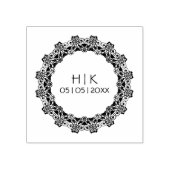 Kant bruiloft initialen rubberstempel (Afrduk)