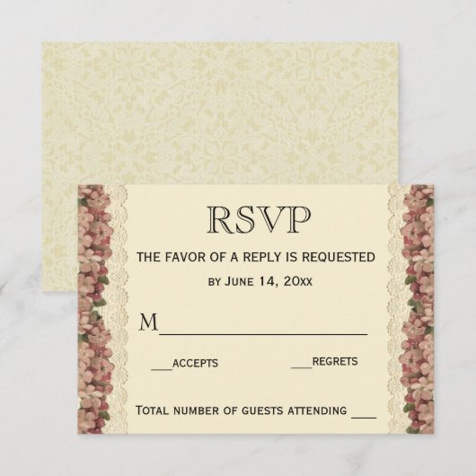 kant bruiloft kersenbloesems RSVP kaartje (Voorkant / Achterkant)