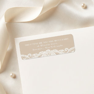 Kant Bruiloft Retouradres Vintage Etiket