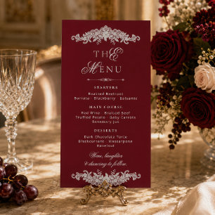 Kant Burgundy Witte Kant Oude Rijkdom Bruiloft Menu