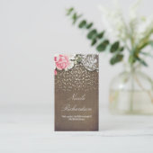 Kant Burlap en Goud Confetti Rustiek Land Visitekaartje (Staand voorkant)