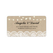Kant Burlap Kant Rustieke Elegante Adresetiketten Etiket (Voorkant)