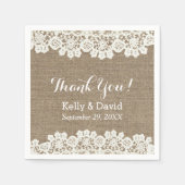 kant & burlap rustieke bruiloft Dank u Servetten (Voorkant)