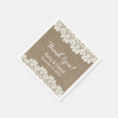 kant & burlap rustieke bruiloft Dank u Servetten (Hoek)