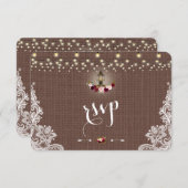 kant Burlap String Lights Wedding RSVP (Voorkant / Achterkant)