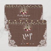  kant Burlap String Lights Wedding RSVP Kaartje (Voorkant / Achterkant)