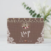  kant Burlap String Lights Wedding RSVP Kaartje (Staand voorkant)