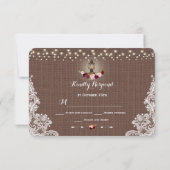  kant Burlap String Lights Wedding RSVP Kaartje (Achterkant)