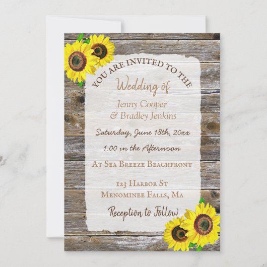 Kant, cowboylaarzen en zonnebloemen bruiloft kaart (Voorkant)