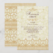  kant & Damask Brocade Sweet 16 Uitnodiging (Voorkant / Achterkant)